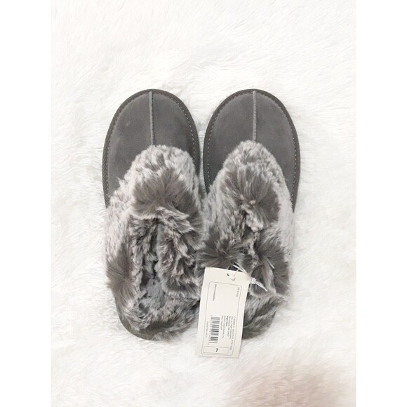Stars Above Women's Micro-Suede Faux Fur Slippers (Size 7) "GRAY" ~ NEW!!! - Picture 1 of 6